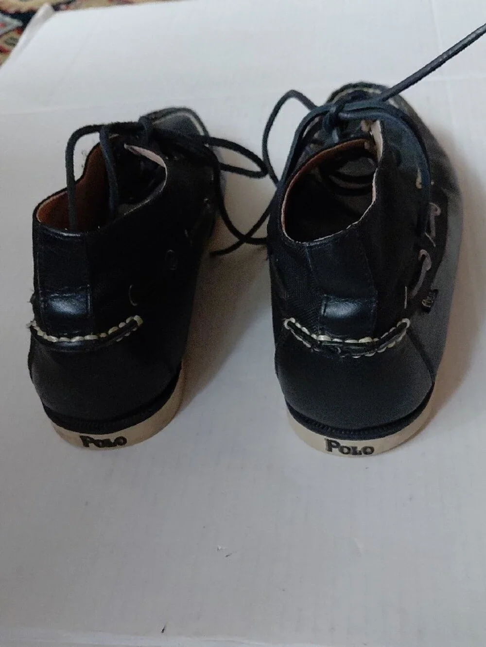 Polo 100% Leather And Fabric Upper Mens Black Lace-Up High Top Boots Size 9.5D